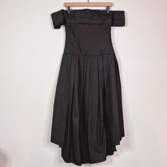 Khaite Off Shoulder Black Cotton Midi Dress NWT Size 2 Minimalist Quiet  Luxury